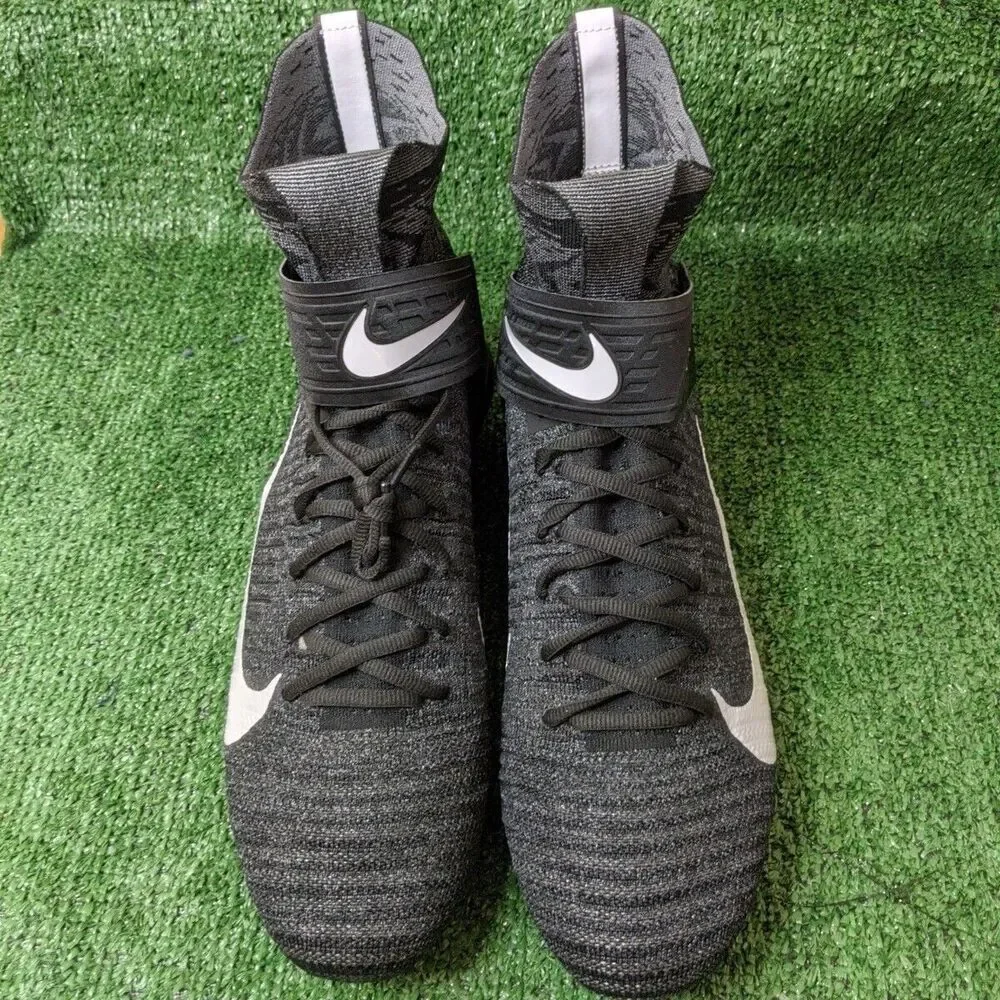 Nike Alpha Menace Elite 2 Flyknit Football Cleats CI1530-001 Black Men's‎ Sz 13